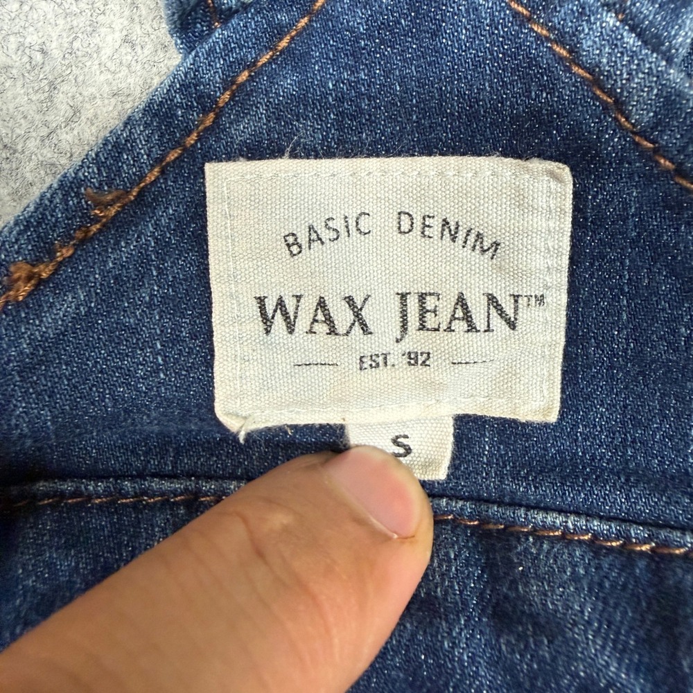 Wax Jean Distressed Denim Overalls Small Dark Blue Ripped Slim Stretch 90092 - Picture 2 of 10